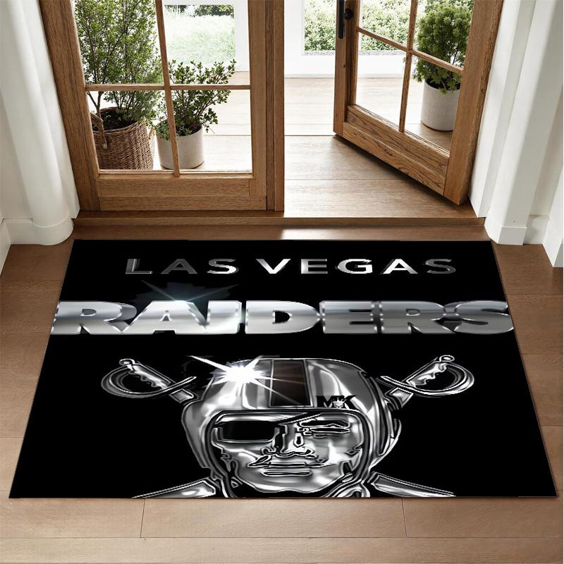 Las Vegas Raiders Design Crystal Velvet Rug Soft Decorative Mat for Bedroom Entrance