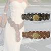 1pc Women's Western Denim Belt Metal Hollow Ladies Trend Wide Waistband Belt for Dresses Women Vintage Personalized Waist seal