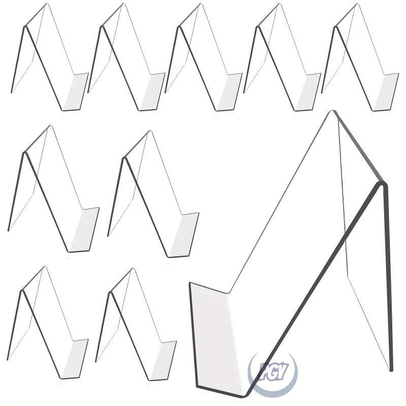 10Pack Large Clear Acrylic Book & Tablet Display Stands A-Frame Holders for Books Pictures IPads CDs Artwork Home Decor Stand