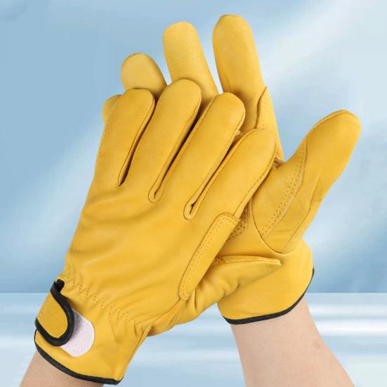 1 Pair Welding Protective Gloves Hand Protection Fake Sheepskin Work Gloves Anti-Slip Adjustable Wrist Opening Safety Gloves