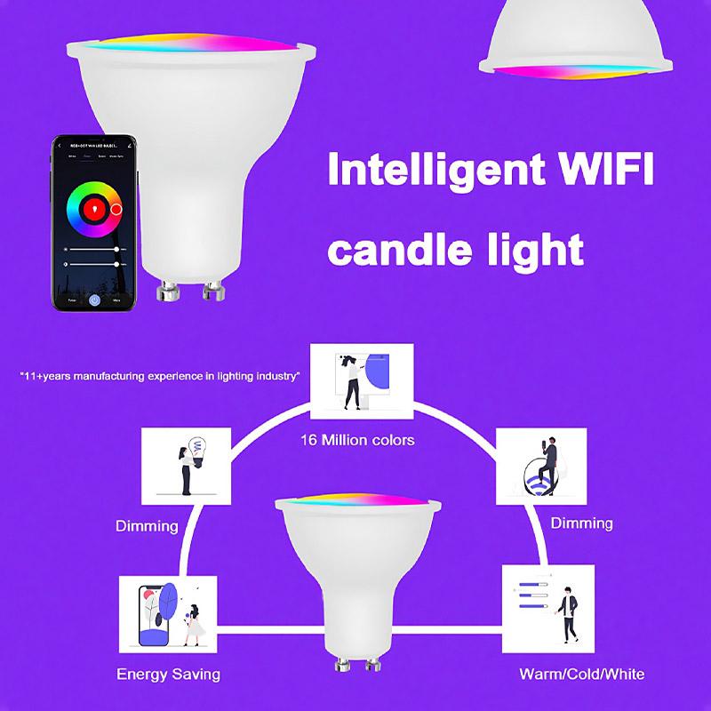 NEW Tuya Wifi Dimmable Lamp Cup Smart Bulb 5W RGB+WW+CW LED GU10 Spotlight With Voice Control For Alexa Google IFTTT