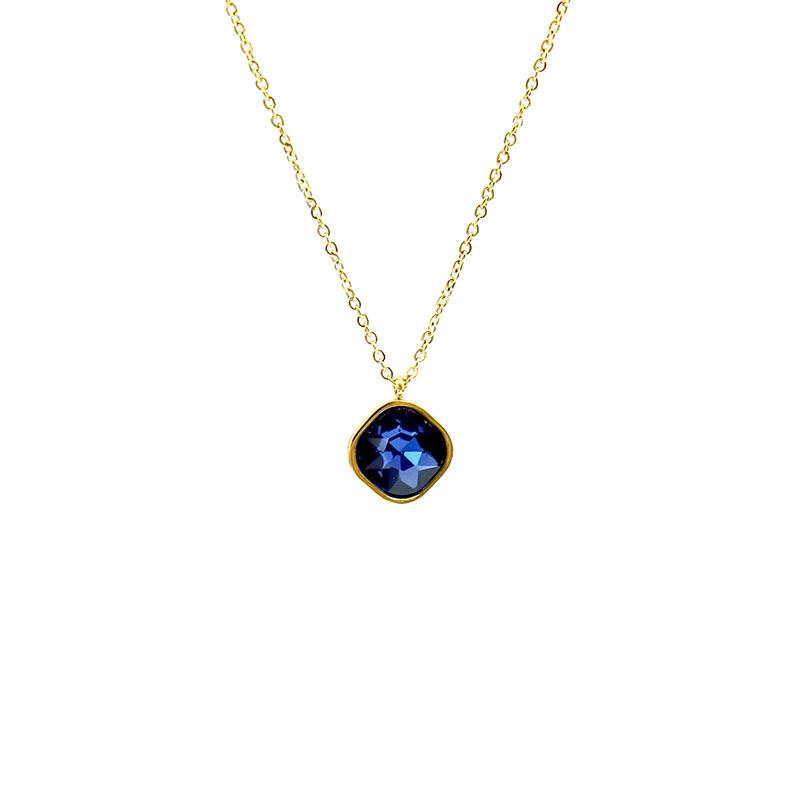 Stainless Steel Color Zircon Pendant Zircon Necklace Stylish Simple Men'S And Women'S Titanium Steel Clavicle Chain