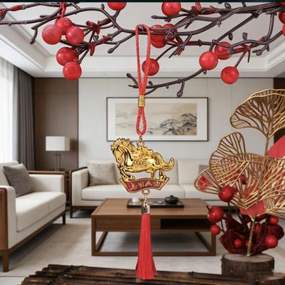 2026 Horse Ornament Chinese New Year Decoration Year of The Horse Zodiac Animal Tassels Charms for Bonsai Car Rearview Mirror