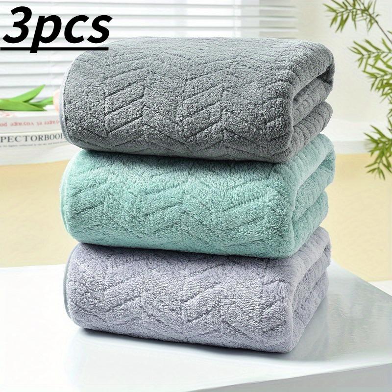 

3pcs Oversized Striped Plush Towels 35x75cm Heavy-Duty Super Soft Highly Absorbent Quick-Drying Lightweight Portable for Adult 3pcs
