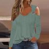Women's Long Sleeved Loop Buckle Solid Color Slim Fit Top T-Shirt