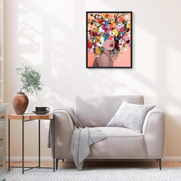 Peinture par Numéros DIY pour Adultes Enfants débutants Facile sur Toile 40×50 cm avec peintures et pinceaux,Flower Girl sans Cad