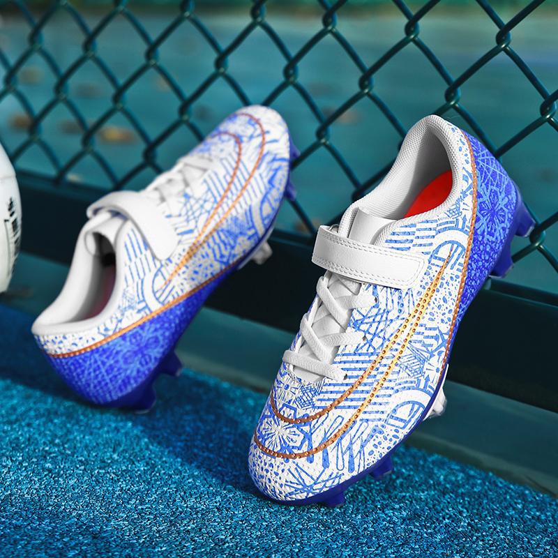 New Breathable Children's Football Shoes Low-top Velcro Student Professional Training Shoes Long Broken Nails Football Shoes