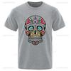 Summer New Arrival Hipster Street Style Loose Cool Skull Printed Loose Short Sleeve for Men Harajuku Mens Oneck Fashion Tee