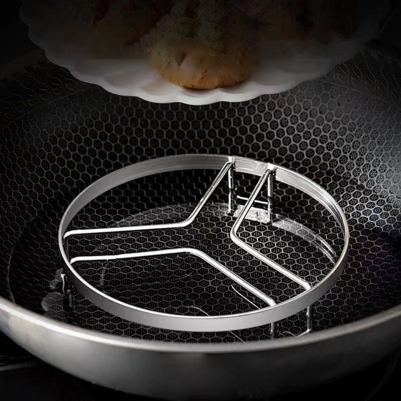 

Круглая подставка для приготовления на пару из нержавеющей стали, многофункциональная подставка для кастрюли для выпечки, бытовая кухонная утварь для приготовления пищи 15.4*3.4cm