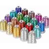 Metallic Embroidery Machine Thread - New Brothread - 20 Bright Colors - 500m - 40 Wt - Water Resistant
