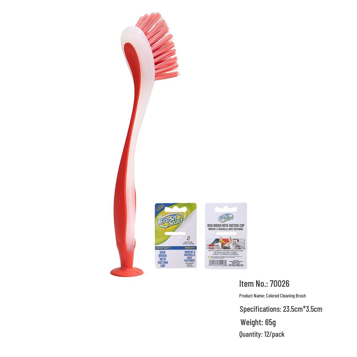 Multi-Functional Long Handle Suction Cup Kitchen Brush for Pot and Dishwashing