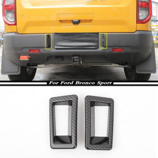 For - Ford Bronco Sport Carbon Fiber Rear License Plate Lamp Cover Trim