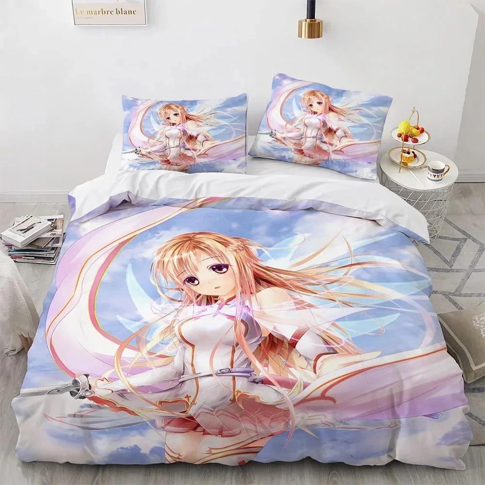 Sword Art Online Bedding Set Printed Bed Set With Pillowcase Duvet Cover Soft Single Double Queen Super King Size Adults Kids