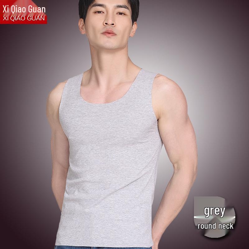 Men's Seamless Cotton Vest - Breathable, Elastic, Ribbed, Round Neck, Comfortable Base Layer