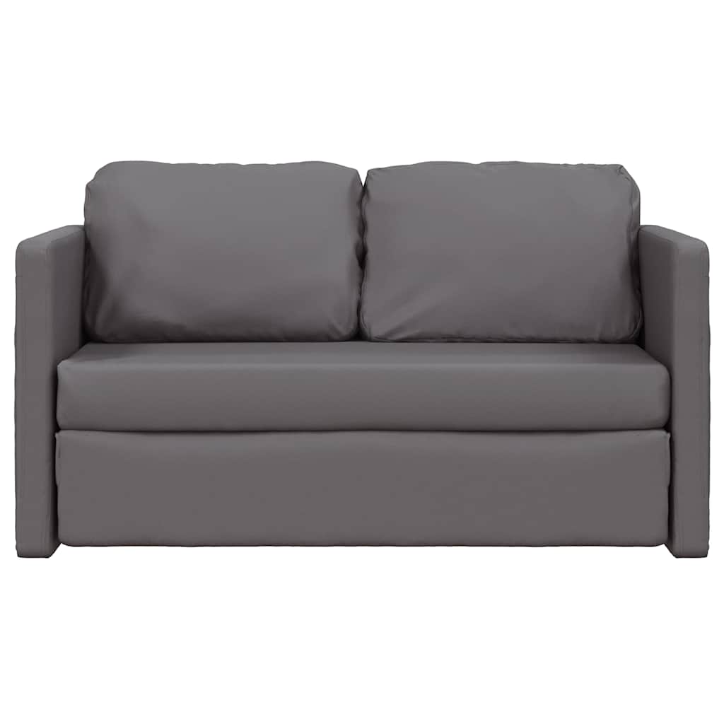 Floor Sofa with Sleeping Function Grey 112x174x55 Cm Artificial Leather
