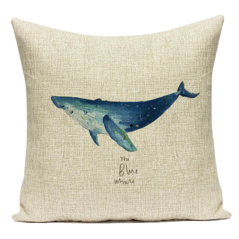 Cute Animals Fishes Decorative Throw Pillows Case Square Sofa Home Seat Cushion Cover for Home Living Room Decoration