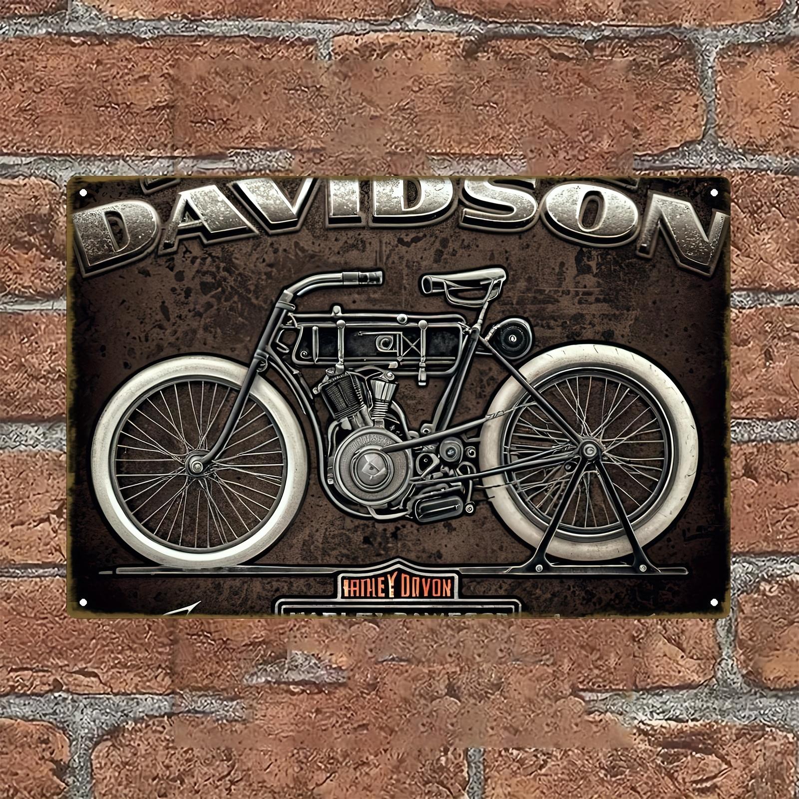 

Vintage Davidson Motorcycle Iron Wall Art Retro Style Metal Hanging Painting with Mechanical Motorcycle Design Perfect for M aluminum 20x30cm