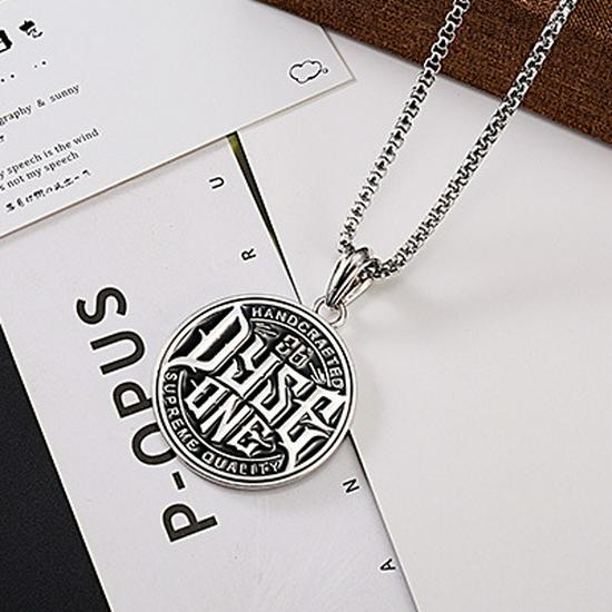 Trendy Titanium Steel Men's Dog Tag Necklace - Hip-Hop Style Pendant Chain