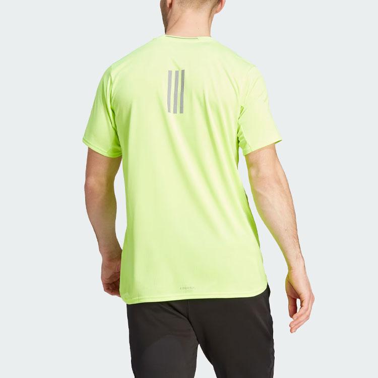 Adidas Designed For Running Reflective Stripe T-Shirt Men Tops Bright-Lemon-Yellow IJ9379