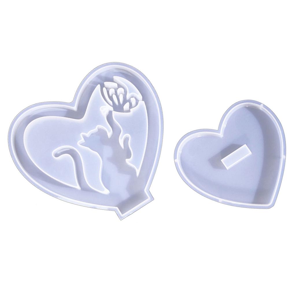Set of 2 Sculptures Mould Easy to Demould Silicone Mold Cat/Bear/Butterfly Heart Ornament Mould for DIY Enthusiasts