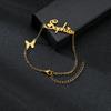 Atoztide Personalized Custom Name Crown Heart Bracelet Thick Chain for Women Stainless Steel Zircon Flower Bangle Jewelry Gift 