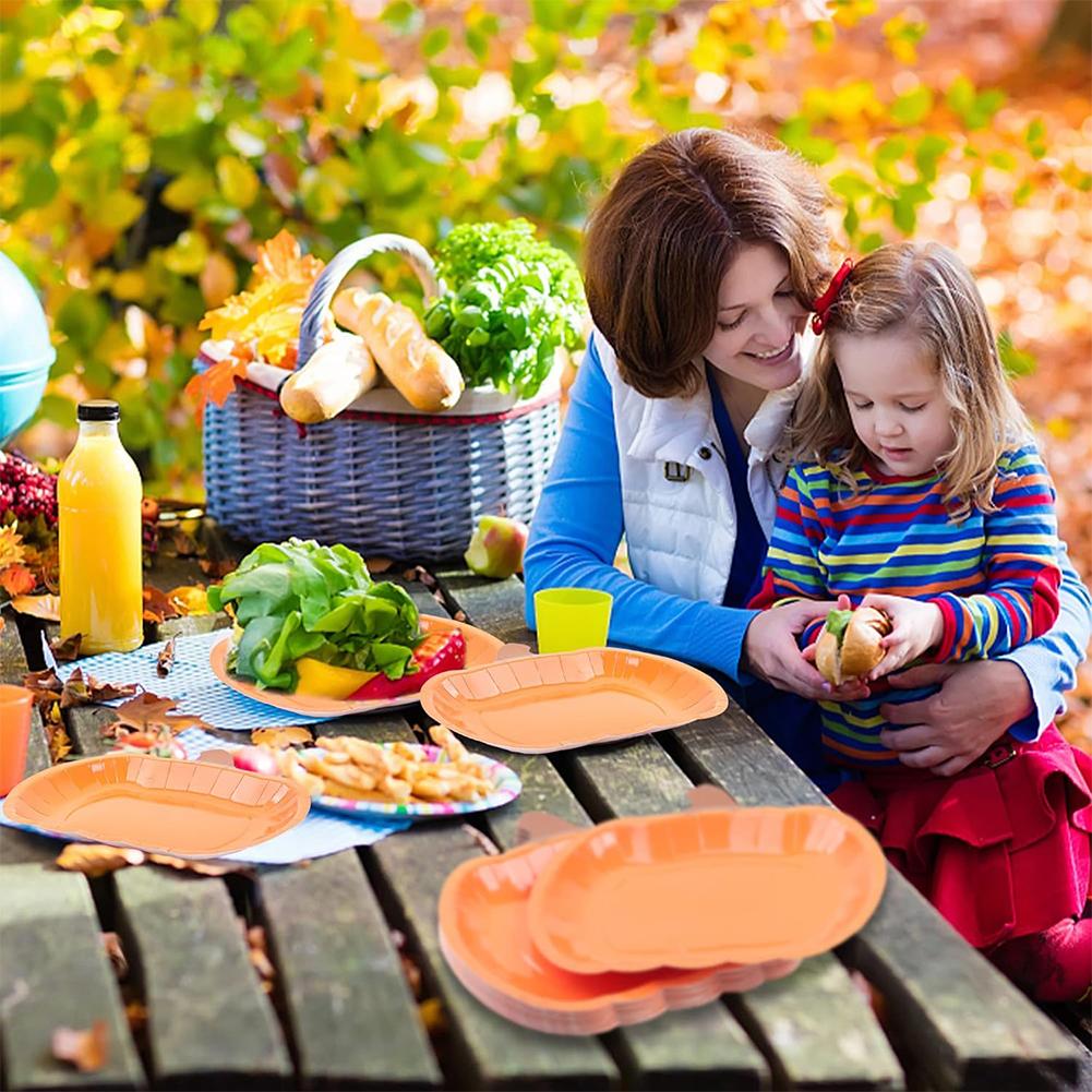 20Pcs Halloween Disposable Plates Special-Shaped Pumpkin Grimace Plates Multi-Purpose Smile Pumpkin Paper Plate Party Supplies