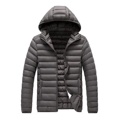 Herren Winter Übergröße Slim Fit Leichte Jacke, Jugend Farbe Uni Kapuze Gerader Saum Warme Jacke