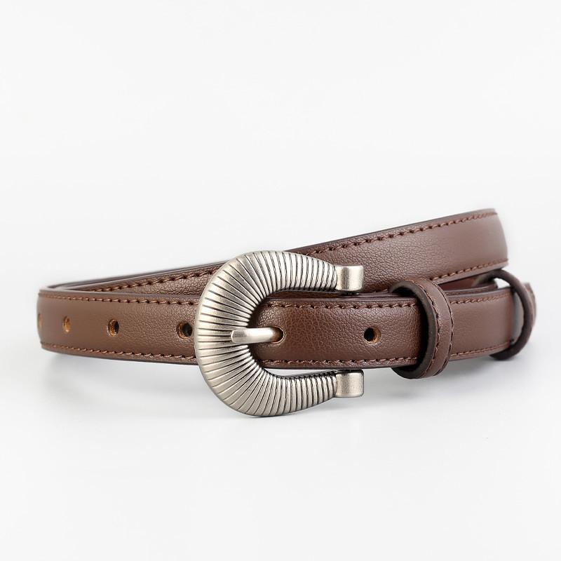 

Minimalist Leather Belt For Women With Pin Buckle For Casual And Office Wear кавовий