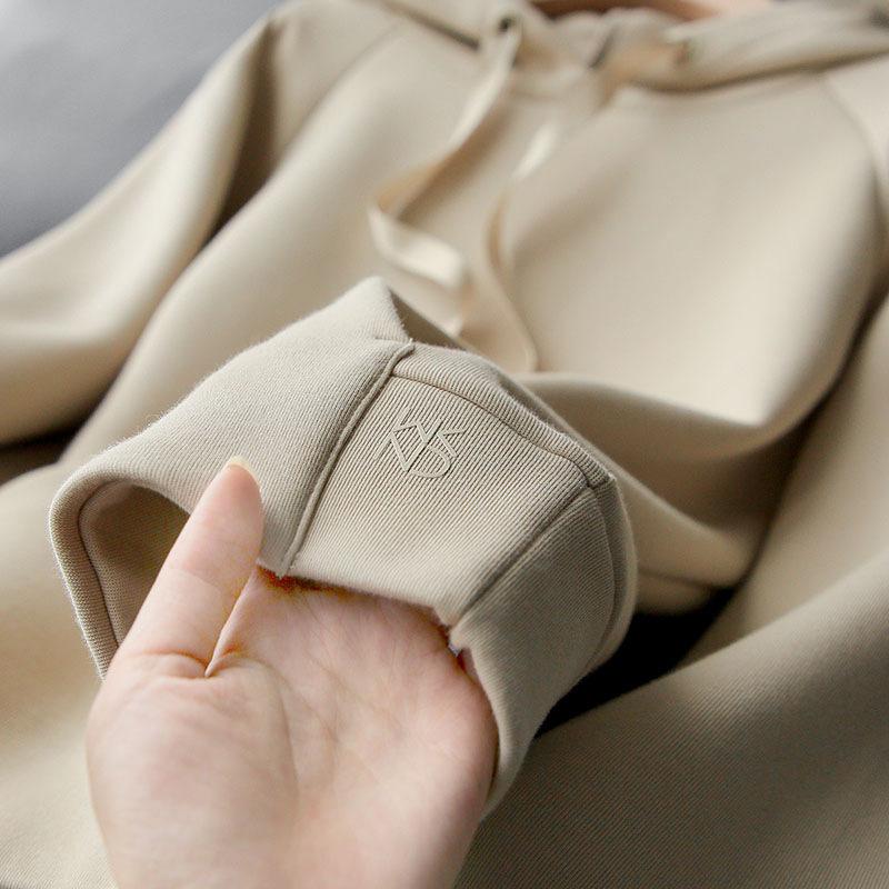 Dámská mikina Ležérní Volná Kapesní Mikina Módní Top Stahovací šňůrka Dlouhý rukáv Jednobarevný Pulovr