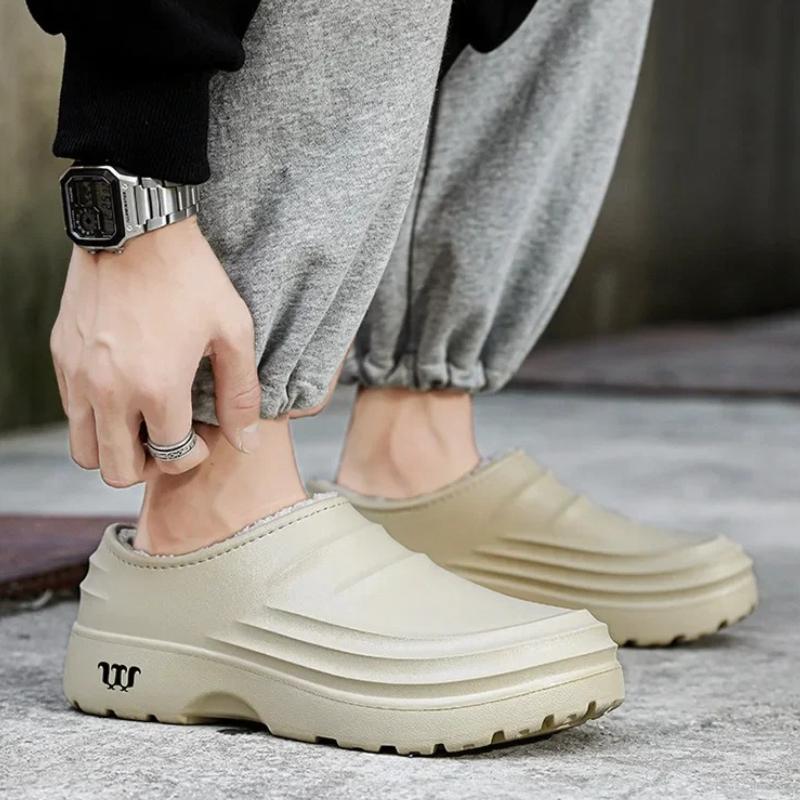Waterproof Cotton Chef Shoes For Men Slip-Resistant Work Footwear Warm Plush Comfort Kitchen Specialized Shoes With Eva Outsole