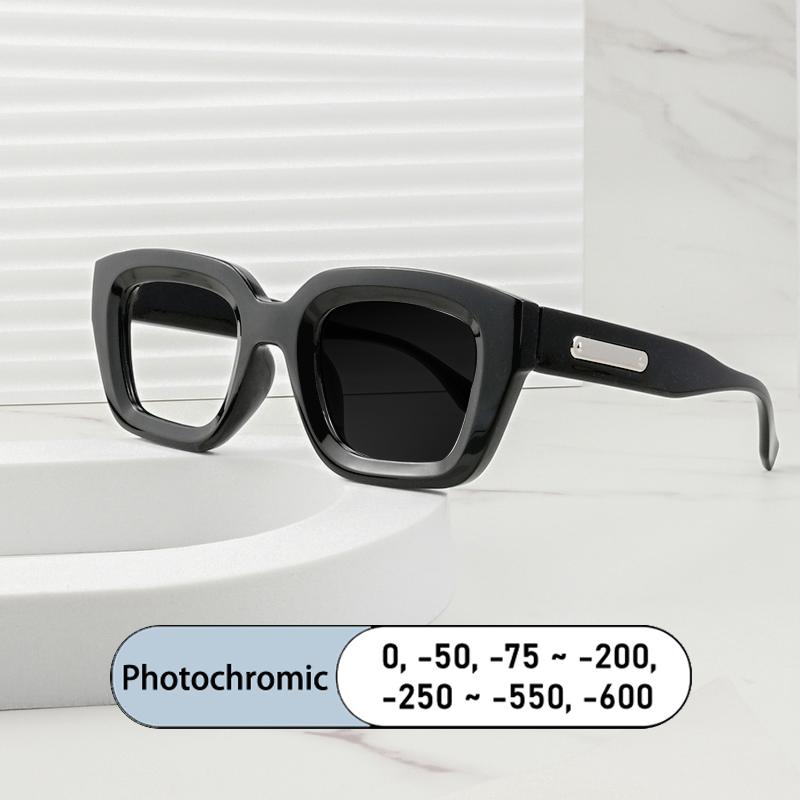 Brand Design Square Thick Frame Men Myopia Glasses Prescription Nearsight Anti Blue Light Women Short Light Optical Eyewear