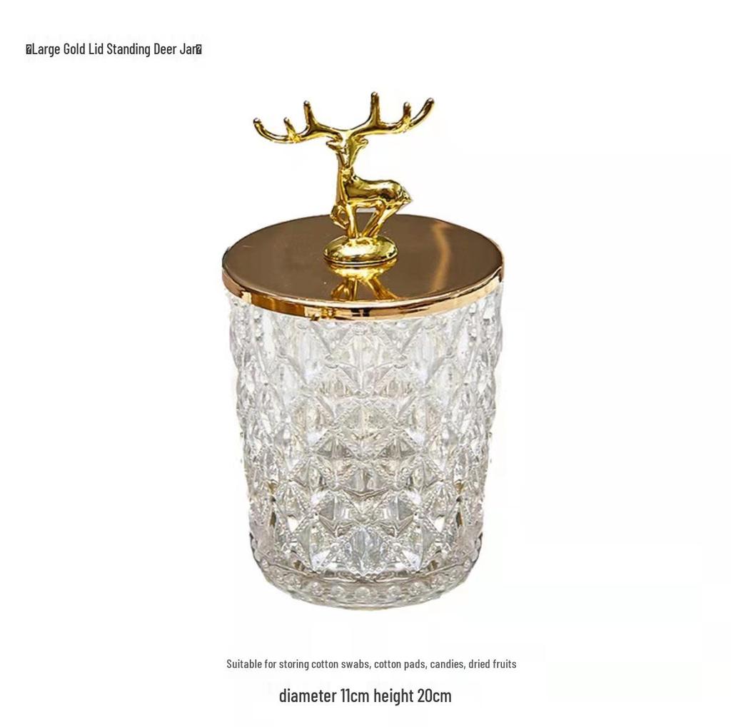 Severský lehký luxusní křišťálový dekorativní bonboniér s motivem hlavy jelena