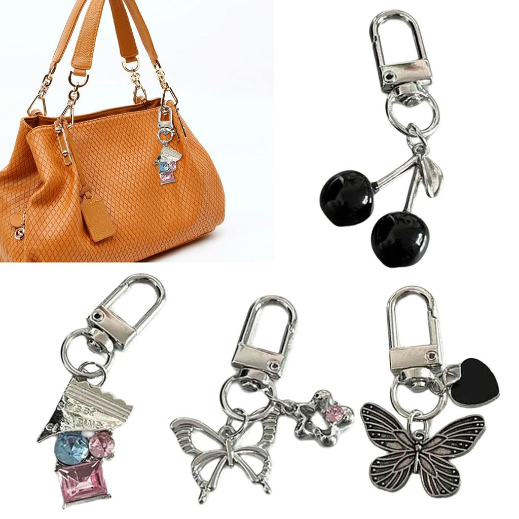 Cherry/Candy/Butterfly/Bow Heart Keychain Alloy Key Chain Multi-Functional Phone Chain Women Girls Bag Purse Accessory