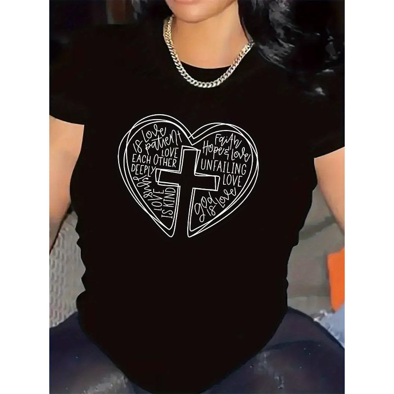 

European sizes Black and White Polyester T-Shirt with Heart Design for Home Decor, Durable and Comfortable, Ideal for Living Room or Dining Area 4XL чорний