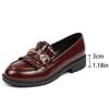 Retro Patent Leather Tassel Loafers with Metal Buckle - Women's British Style Slip-on Flats (Low Heel)