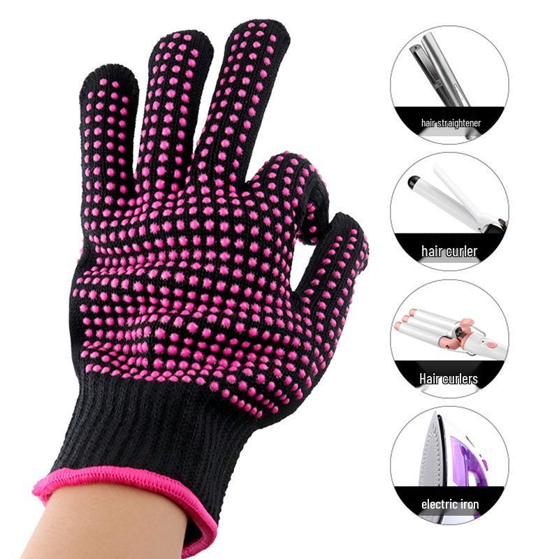 Hair Styling Kit: Curling Iron, Straightening Comb, Anti-Scald Gloves, Double-Sided Beaded Non-Slip Gloves