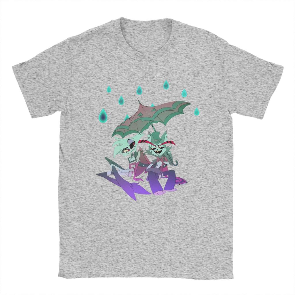 Husk and Angels Dusts Hazbins Hotels T-Shirts for Men Novelty Cotton Tees Crewneck Short Sleeve T Shirts Gift Idea Clothing