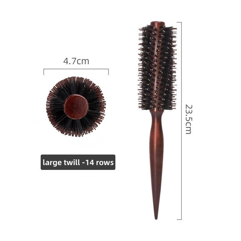 Wood Handle Round Rolling Brush Straight Twill Hair Comb Boar Bristle Round Barrel Hair Curling Brush Hairdressing Tool Hairdressing Accessories
