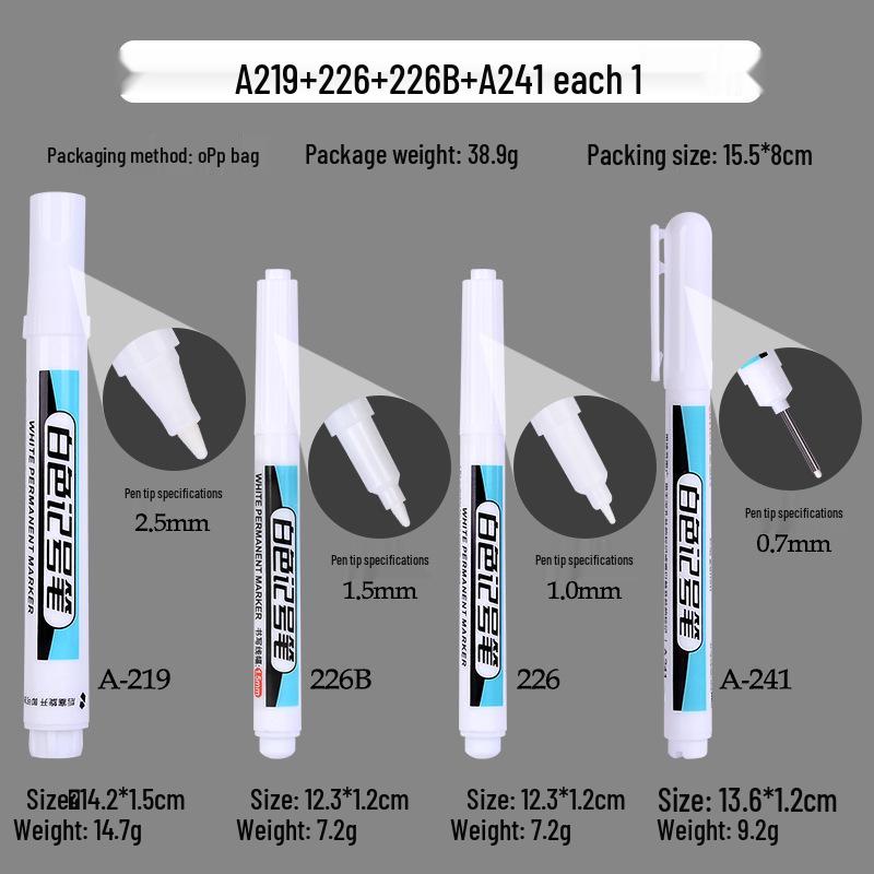 Odorless White Water-Based Fine Tip Marker for Black Card, Fade-Resistant Graffiti and Tire Highlighting