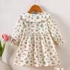 Girls Cotton Long Sleeve Floral Dress Baby Toddler Prairie Doll Collar Princess Party Dress For Spring And Fall
