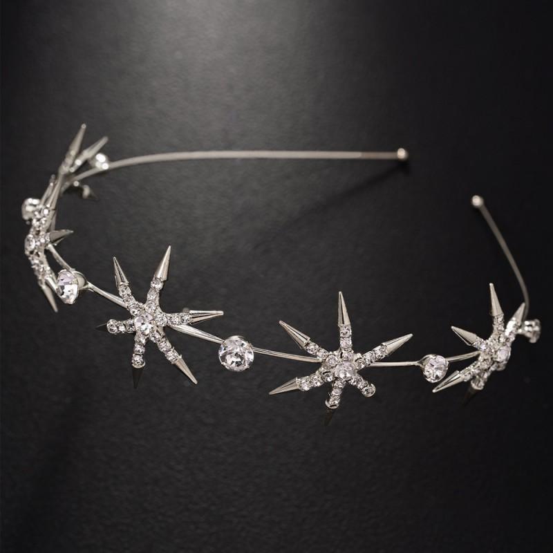 Korean Star Headband Female Sweet Princess High-end Light Luxury Headwear Super Flash Bride Wedding Hair Accessories серебряный