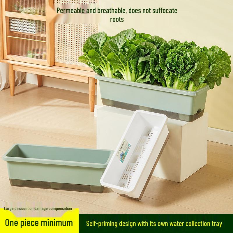 Rectangular Indoor/Outdoor Plastic Planter with Water Tray for Vegetables and Flowers