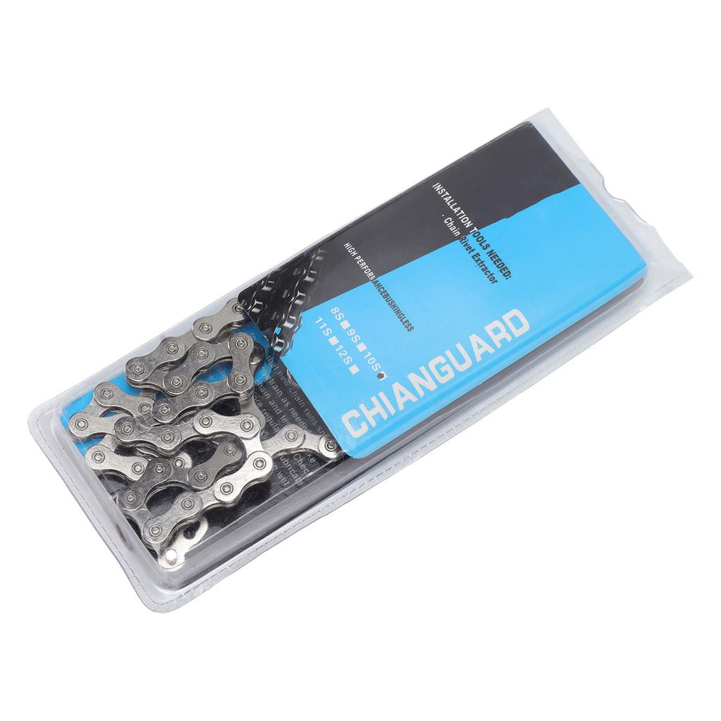 Mountain Bike Chain with 2 Link 10 Speeds 116 Link Adjustable Strong Impact Resistance Silver Bike Chain for Road Bike