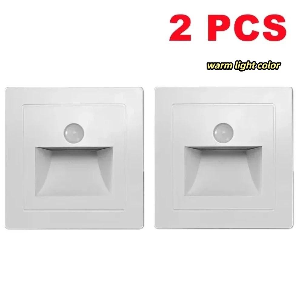 

2 Pcs Stair Case Light Recessed Led Wall Lamp Step Lamp Wall Lighting PIR Motion Sensor Corridor Lighting Night Light белый