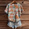 Women's Cute Sweater Knitted Fashion Casual Round-neck Short-sleeved  Cozy Print Top