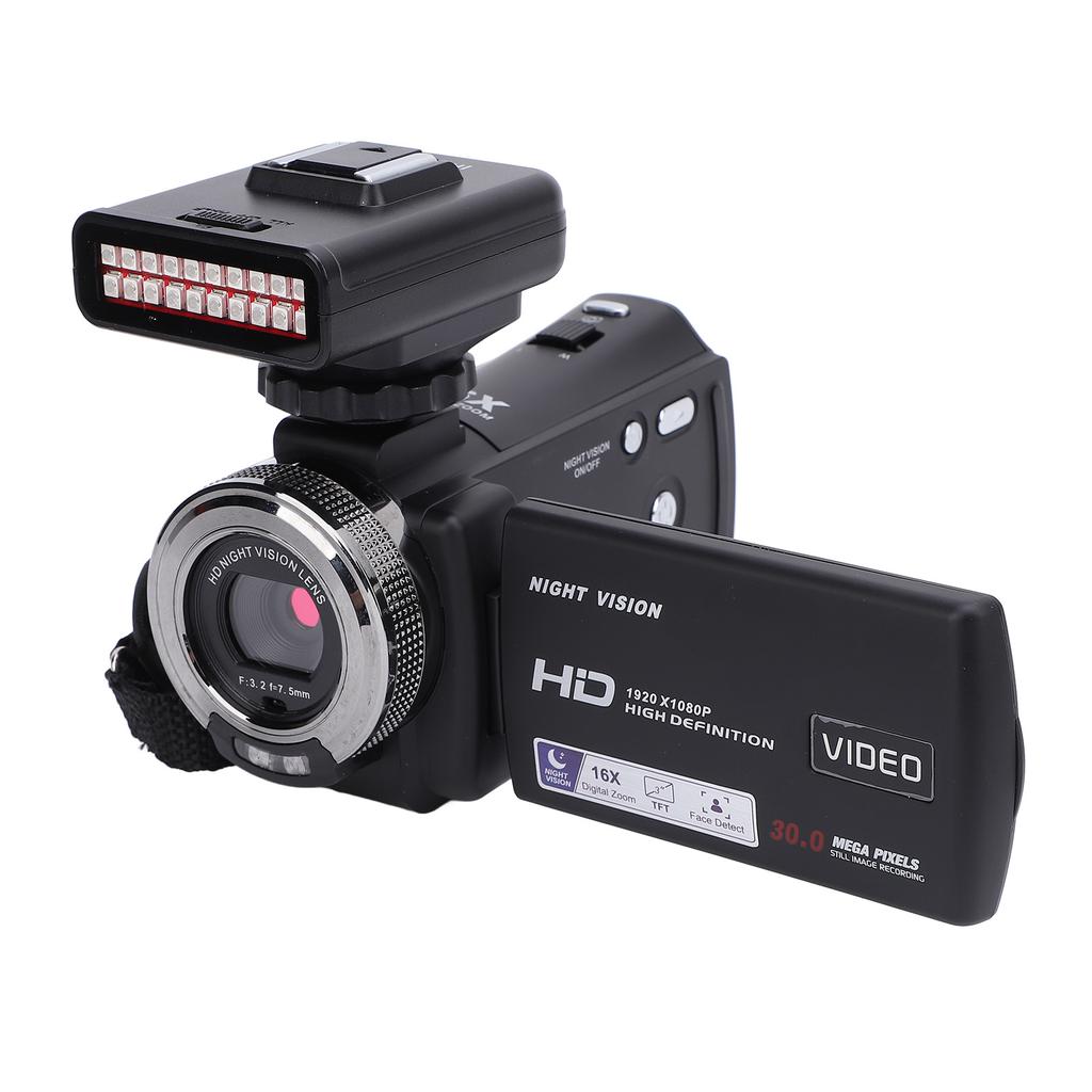 Video Camera Camcorder Digital Camera Recorder Full HD 1080P 30FPS 30MP 3.0 Inch 270 Degree Rotation LCD 16X Zoom