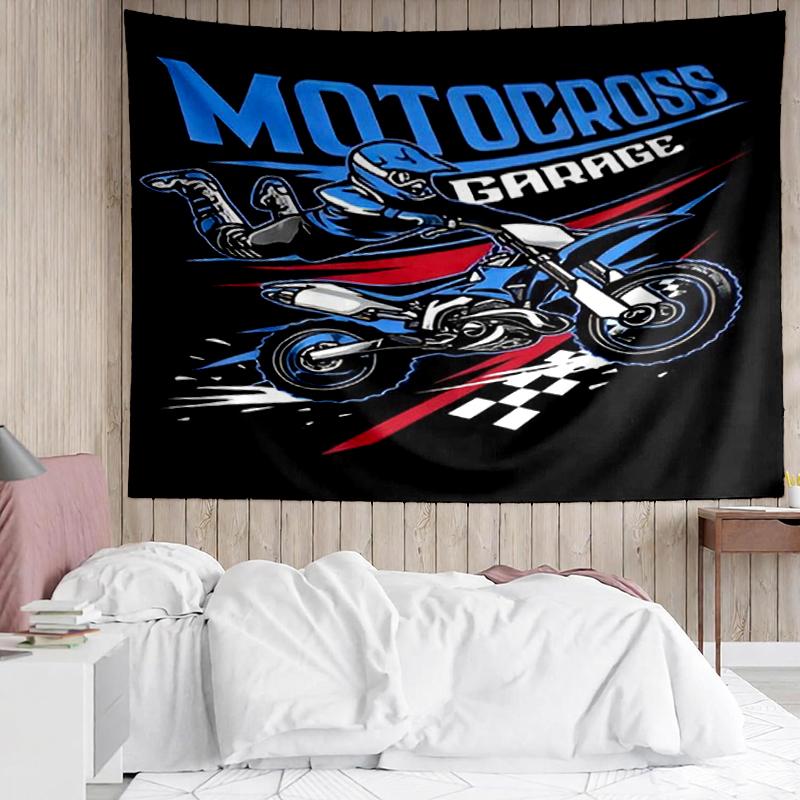 Offroad-Motorräder Druck Wandteppich, Kulisse, Einfache Anbringung, Ideal für Schlafzimmer, Büro & Wohnzimmer, mit Ästhetischer Wanddekoration zum Aufhängen.