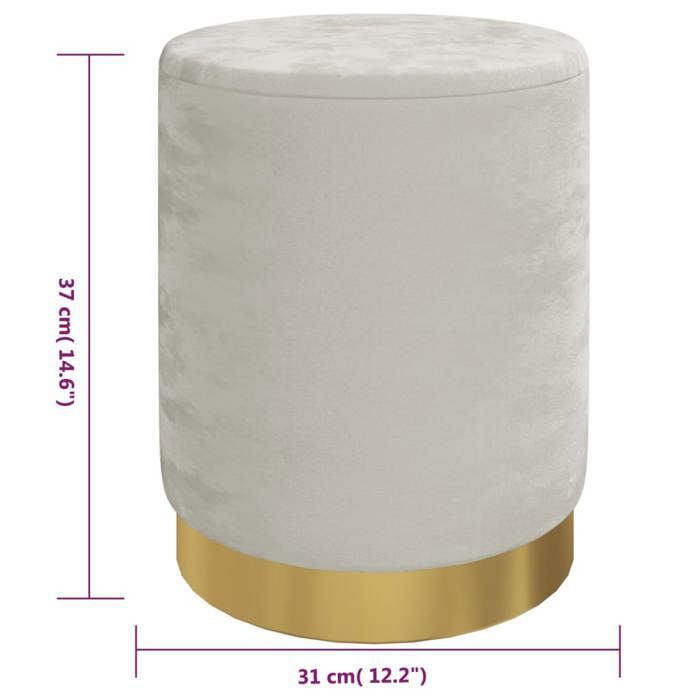 VidaXL Tabouret de rangement rond Gris clair Velours 31 x 37 cm 340285