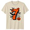 7th Birthday Halloween Unisexs Unisexs Graphic Tee Number Seven Party Bat Pumpkin