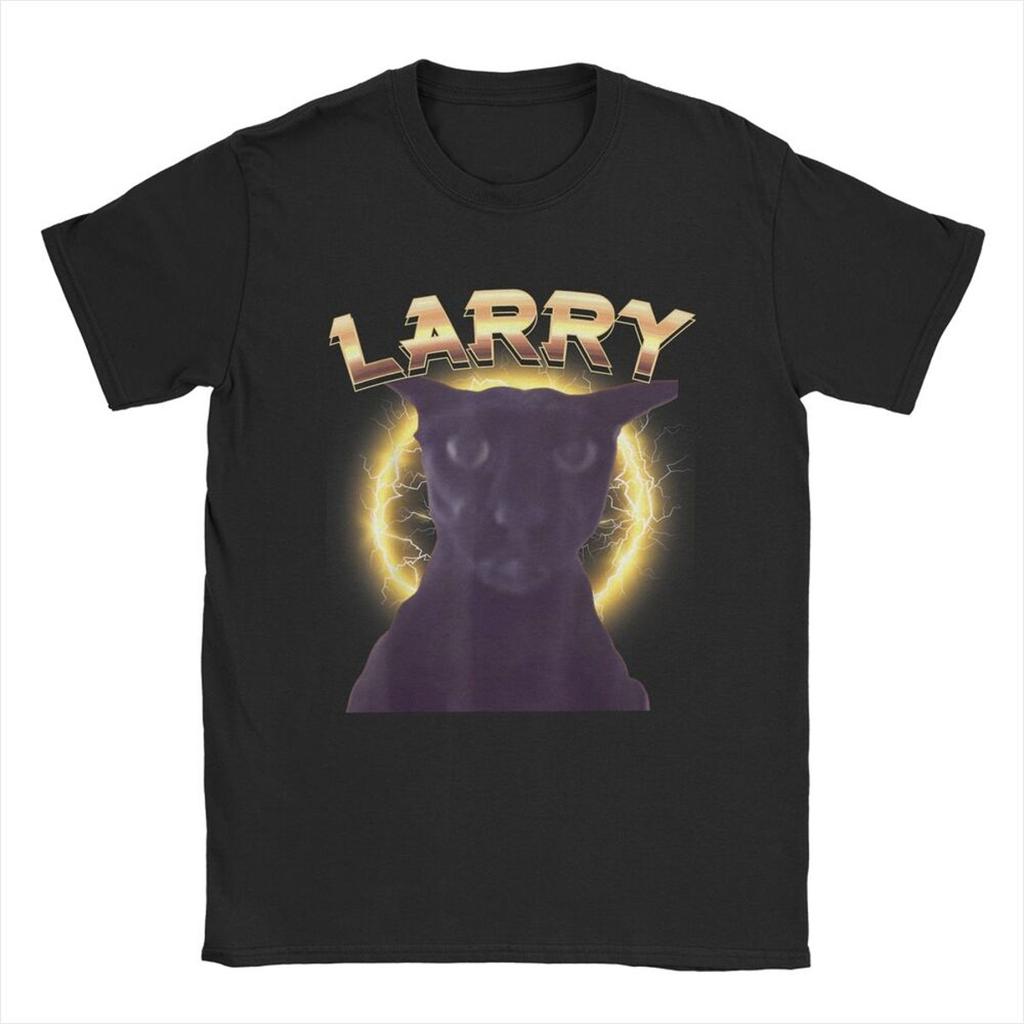 Funny Evil Larry Cat Dank Brainrot Meme Men's T Shirts  Novelty Tees Short Sleeve Round Collar T-Shirts 100% Cotton New Tops
